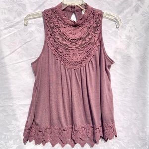 Purple Lace/Crochet Sleeveless Top